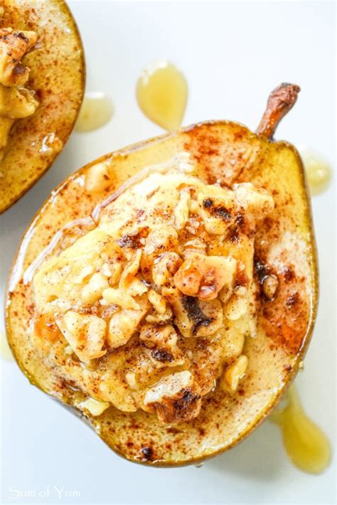 Baked Pears With Honey Walnut Goat Cheese Sum Of Yum