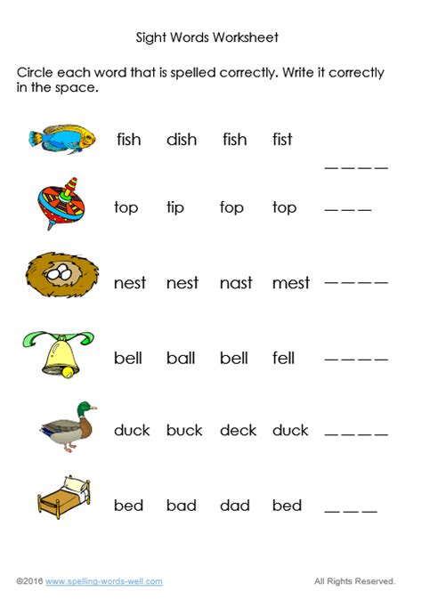 Get tips on the correct spelling of words for names, numbers, frequently misspelled words, spelling demons and more! Sight Words Worksheets for Spelling and Reading Practice