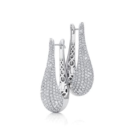 Long Drop Pave Diamond Set Earrings Fine Jewellery And Argyle Pink