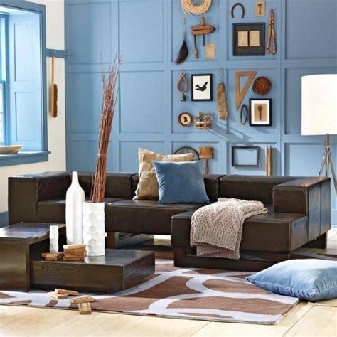 4.4 out of 5 stars. Leather Sofa Blue Walls How To Small Living Room Open E ...