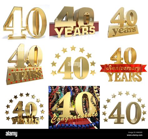 Set Of Number Forty Years 40 Years Celebration Design Anniversary