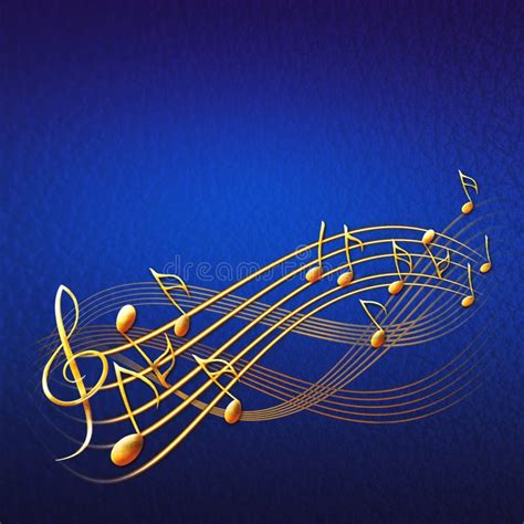 Fondo Musical Azul Con Las Notas Y La Clave De Sol De Oro Stock De