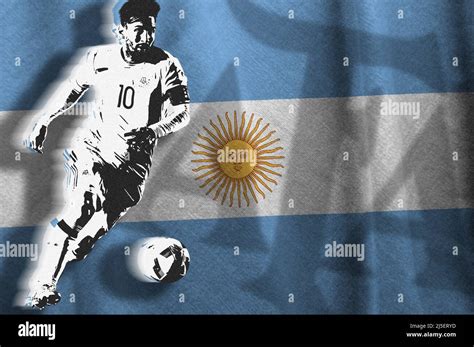 Lionel Messi The Flag Of Argentina And The Shield Of The Argentine