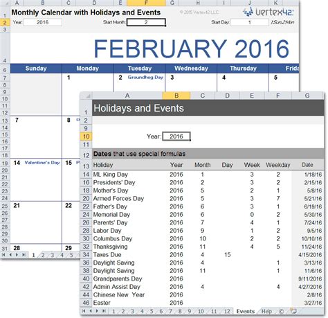 Monthly Calendar With Holidays For Excel
