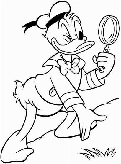 Duck Coloring Donald Detective Pages Magnifier Disney