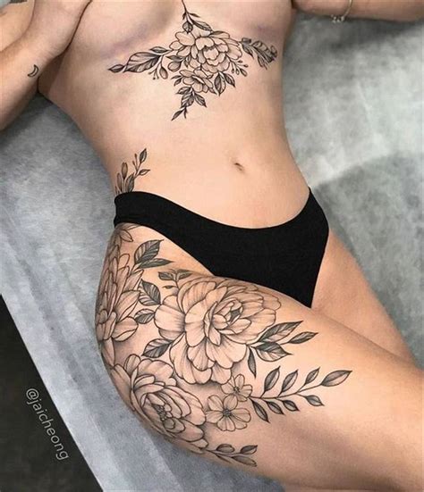 Gorgeous And Sexy Hip Thigh Floral Tattoo Designs You Will Love