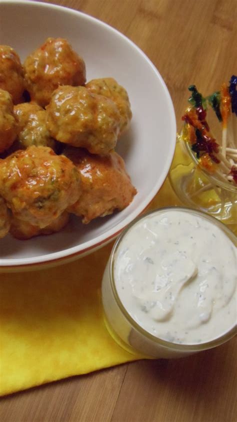 Buffalo Chicken Meatballs With Blue Cheese Ranch Dipping Sauce Cooking Clarified