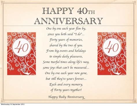 40 Year Anniversary Mom And Dad 40th Wedding Anniversary Quotes