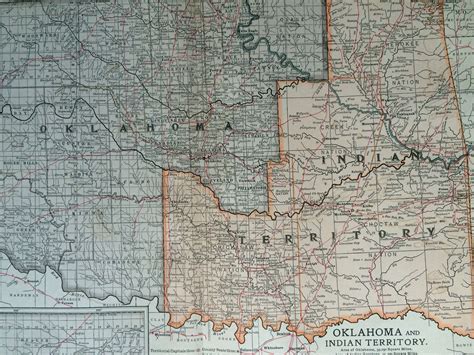 1903 Oklahoma And Indian Territory Original Large Antique Map Etsy