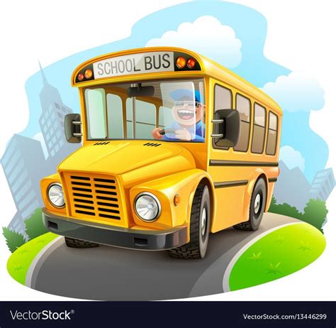 Funny School Bus Royalty Free Vector Image Vectorstock Ad Bus