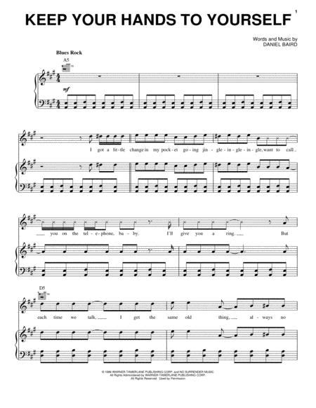 Keep Your Hands To Yourself By Digital Sheet Music For Pianovocal