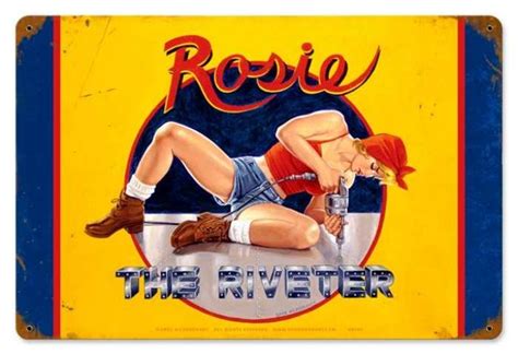 Retro Rosie The Riveter Pin Up Girl Metal Sign 18 X 12 Inches