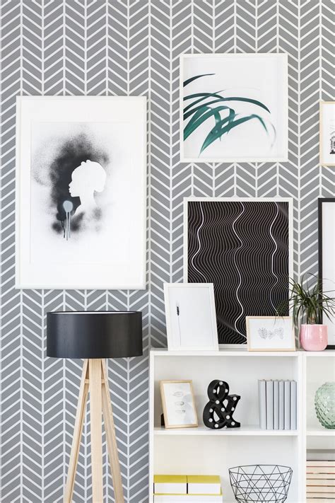 Herringbone Removable Wallpaper Geometric Peel And Stick Etsy