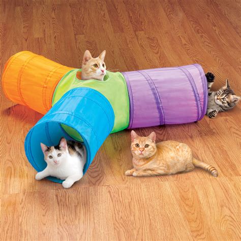 3 Way Pop Up Cat Tunnel With Hanging Toys Entertainment For Cats