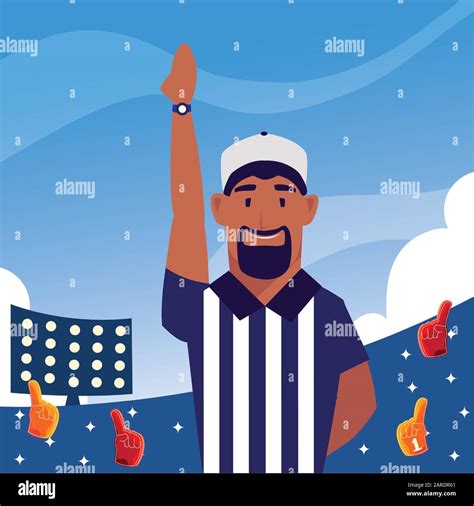 American Football Official Referee Touchdown Stock Vector Images Alamy