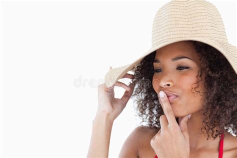 Woman Placing Her Finger On Her Mouth Stock Image Image Of Brown Race 25334615