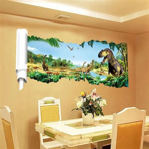 Dinosaurs Wall Stickers For Kids Rooms Boy Room Decoration 3d Window