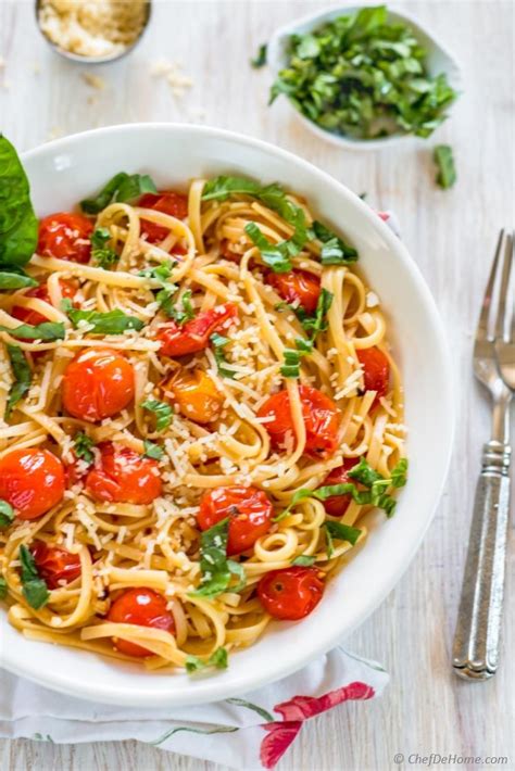 Pasta With Roasted Garlic And Burst Cherry Tomato Sauce Recipe