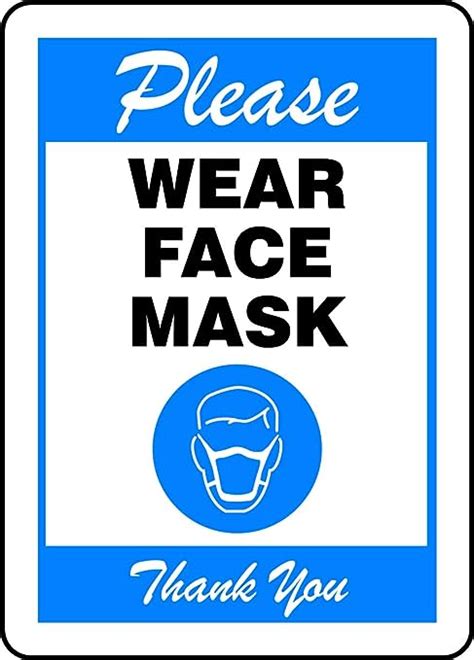 Accuform Please Wear Face Mask Sign Blue Adhesive Vinyl 10 X 7