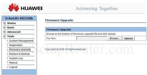 Huawei Echolife Hg B Screenshot Firmware Upgrade