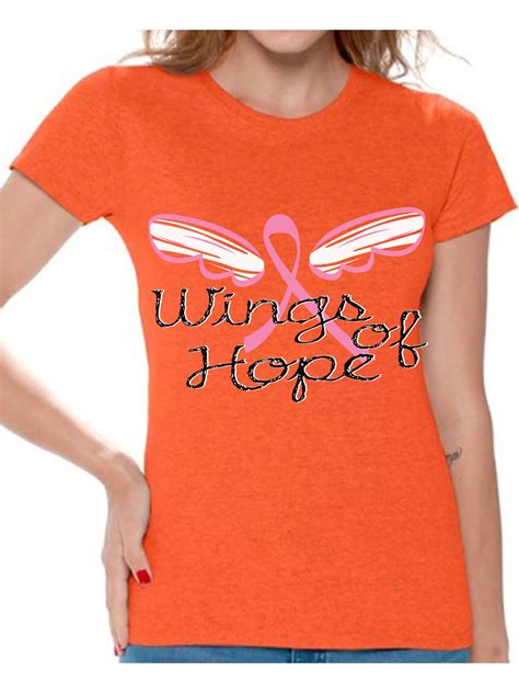 Awkward Styles Wings Of Hope Tshirt Ribbon Angel Wings Shirt Breast Cancer Awareness Shirts For
