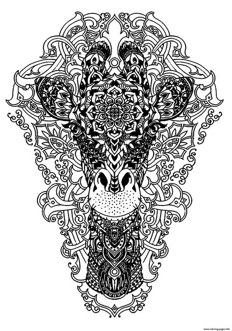 Advanced Animal Head Of A Giraffe Coloring Page Printable
