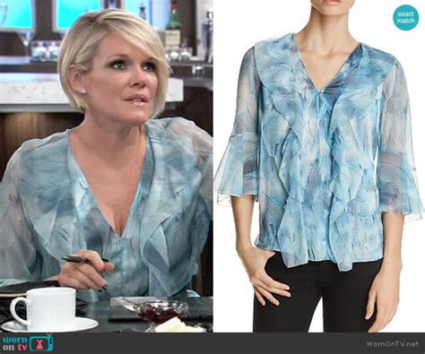 wornontv ava s blue ruffled blouse on general hospital maura west clothes and wardrobe from tv