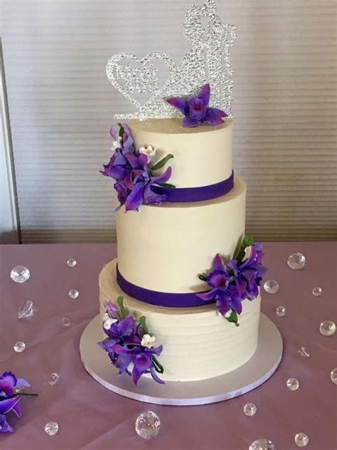 purple orchid wedding cake
