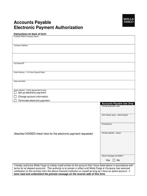 Vendor Ach Authorization Form Template Free