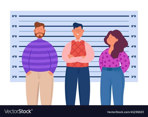 Lineup Of Cartoon Suspects At Police Station Vector Image