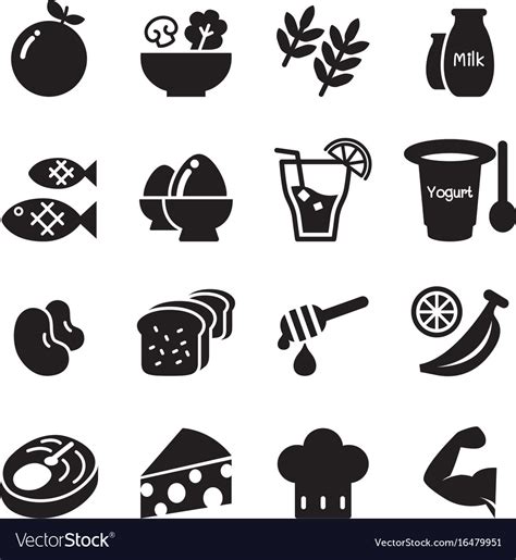 Healthy Food Diet Food Icons Set Royalty Free Vector Image