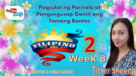 Parirala At Pangungusap Grade 2 Filipino 2 Module 1 Week 8 Quarter 1