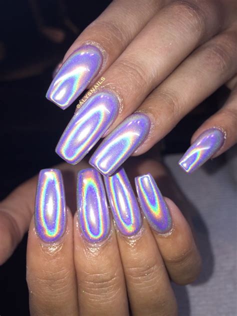 holographic purple acrylic nails holographic nails acrylic holographic nails