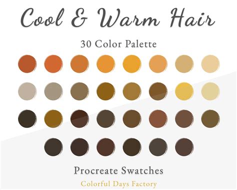 Cool N Warm Hair Color Swatches Procreate Color Palette Instant
