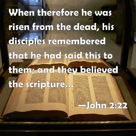 John 222 When Therefore He Was Risen From The Dead His Disciples