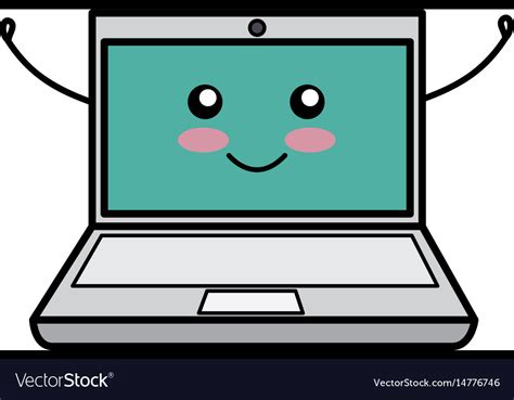 Computer Laptop Comic Character Royalty Free Vector Image