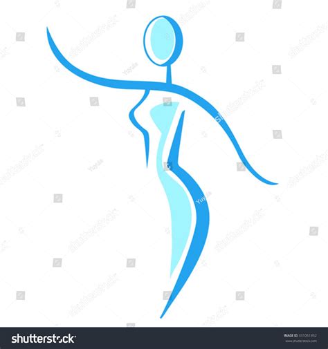 Vektor Stok Stylized Contour Logo Naked Womans Figure Tanpa Royalti