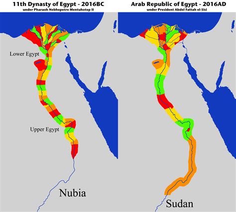 Divisions Of Ancient Egypt Compared To Now By Qoja Map Egypt