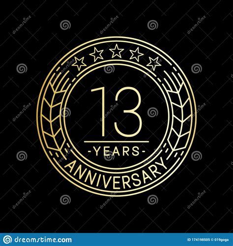 13 Years Anniversary Celebration Logo Template 13th Line Art Vector