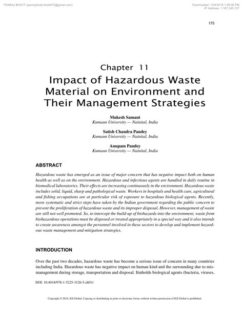 Pdf Impact Of Hazardous Waste Material On Environment And Their