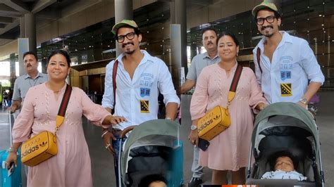 Bharti Singh With Husband Haarsh Limbachiyaa And Son Golu Spotted At Airport Returning To Mumbai