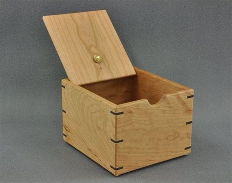 Wood Recipe Box For 4x6 Recipe Cards Cherry With Cherry Lid Etsy