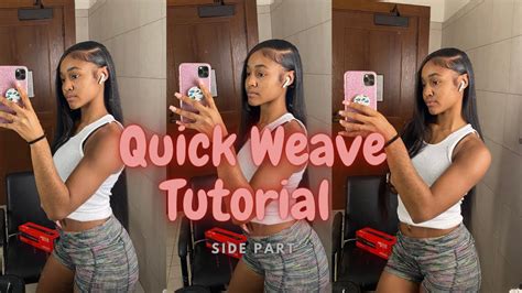 Step By Step Quick Weave In Under 20min Hair Tutorial Side Part Youtube
