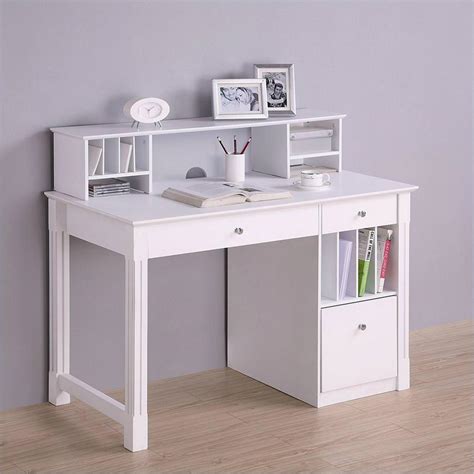 Top view with copy space, flat lay. Home Reading Room Hutch Top White Office Desk Furniture ...