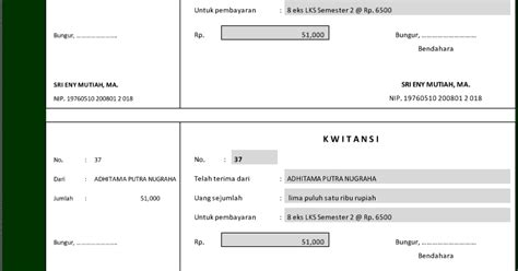 Contoh Kwitansi Excel