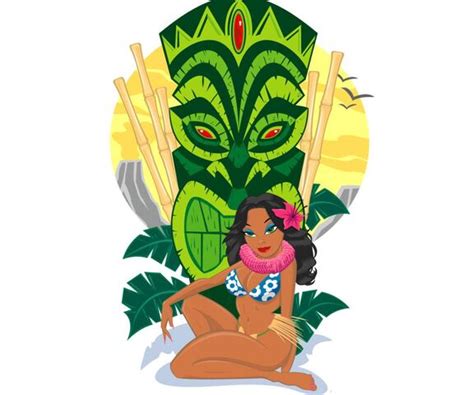 hula girl with tiki wallpaper download to your mobile from phoneky