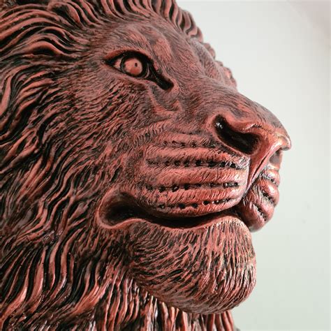 Large Lion Head Wall Decor Faux Taxidermy Copper Color Lion Etsy Uk