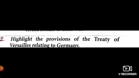 Provisions Of The Treaty Of Versailles Youtube