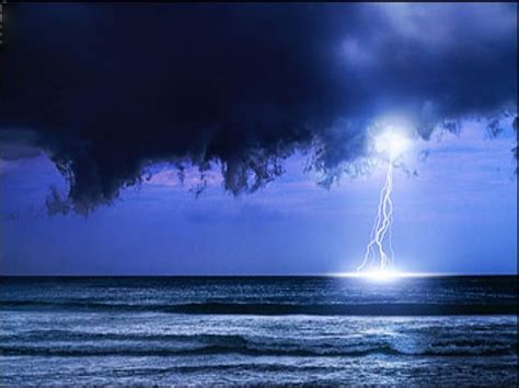 Ocean Storm Lightning Ocean Clouds Storm Blue Night Hd Wallpaper