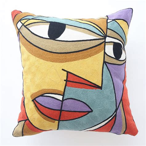 Picasso Style 100 Cotton Embroidery Cushion Cover Square Sofa Chair